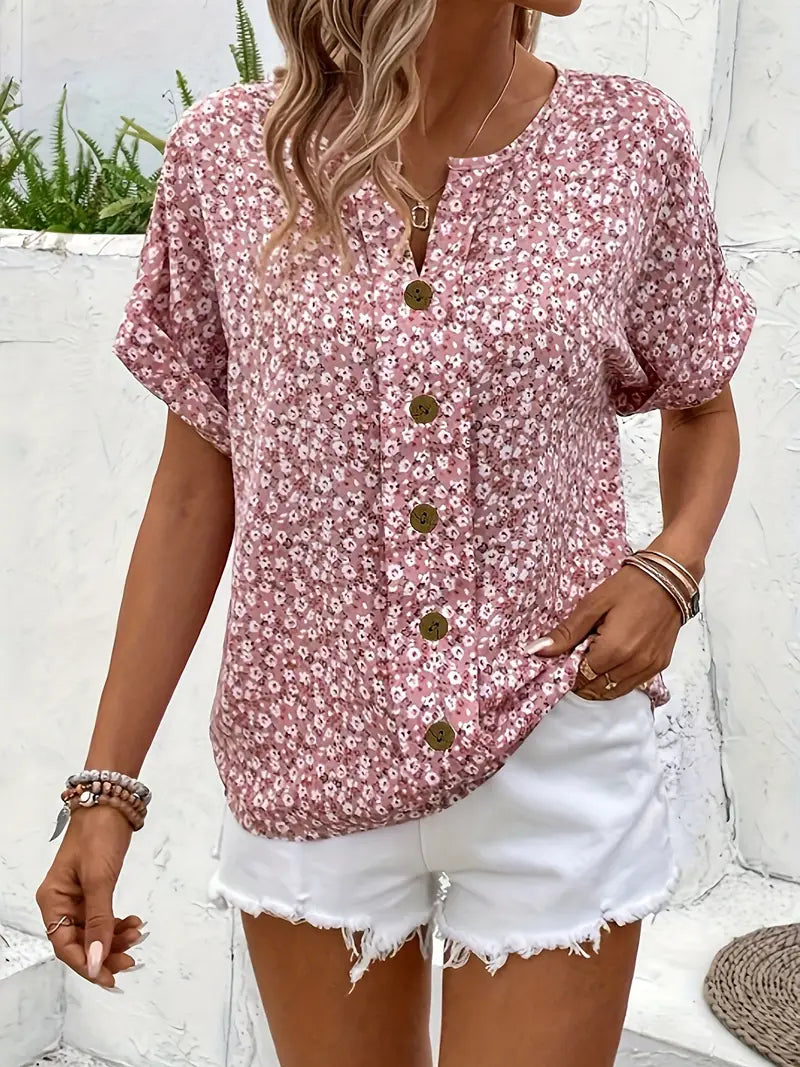 Sienna | Floral Print Notched Collar Blouse