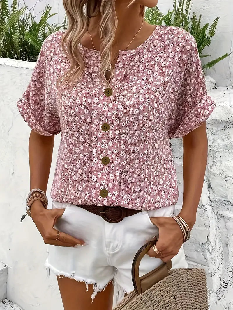 Sienna | Floral Print Notched Collar Blouse