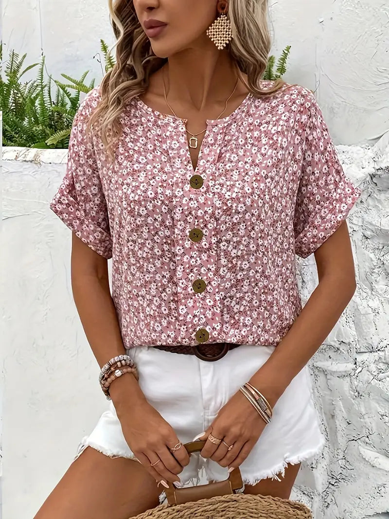 Sienna | Floral Print Notched Collar Blouse